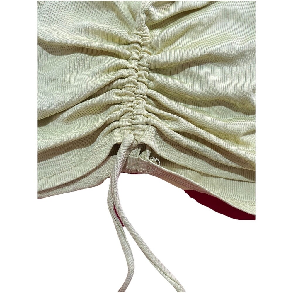 Love J Lime Yellow Ribbed Ruched Drawstring Tee - Picture 5 of 5
